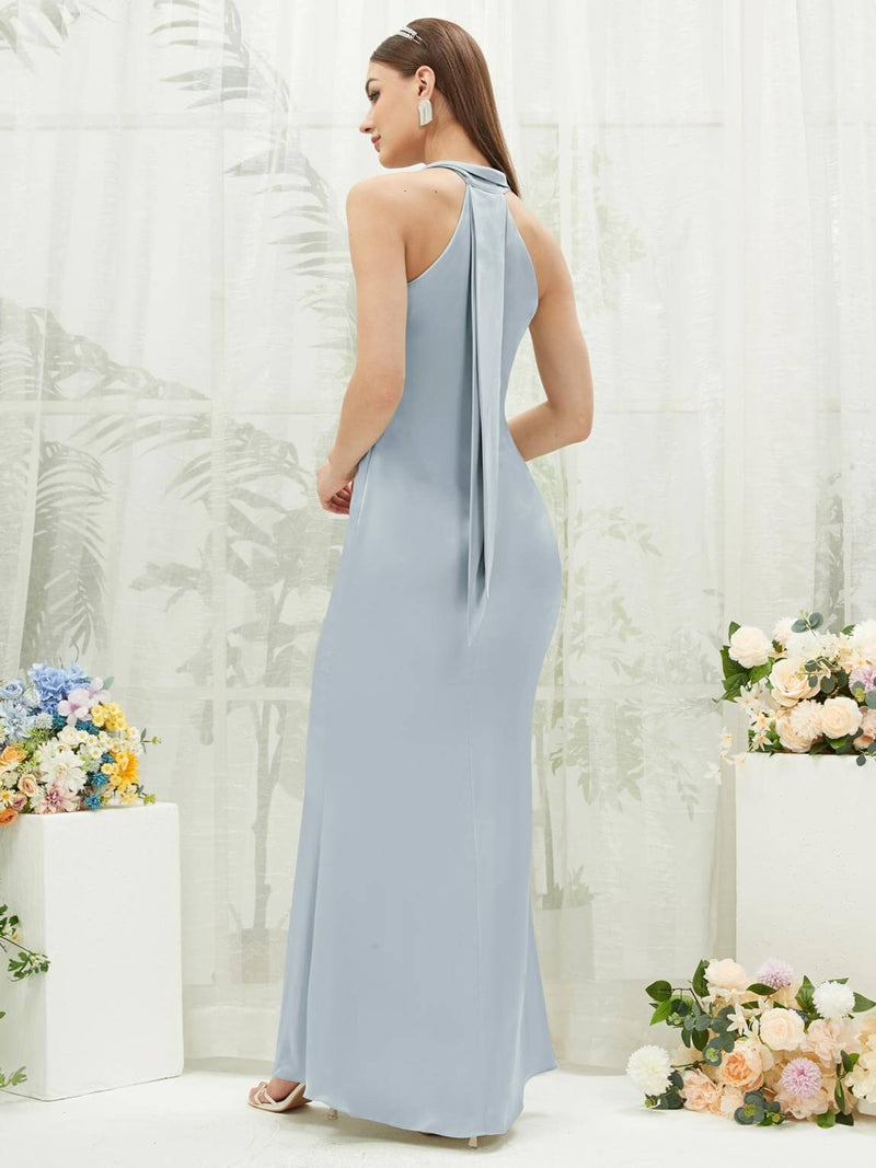 Cornflower Blue Halter Neck Satin bridesmaid dresses EB30520 Emerson NZ Bridal b