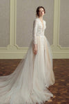 Diamond White Backless Long Sleeves Lace Wedding Dresses TM31102 Brielle NZ Bridal c