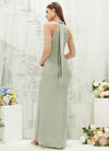  Sage Green Silk Satin Sheath Halter Neckline Sleeveless Floor Length Bridesmaid Dress Emerson  From NZ Bridal