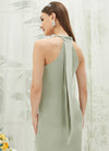  Sage Green Silk Satin Sheath Halter Neckline Sleeveless Floor Length Bridesmaid Dress Emerson for Women 