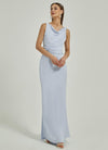 Satin Cowl Neck Strapless Sheath Floor Length Cut Out Floor Length Bridesmaid Dress Vivian