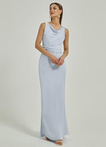Satin Cowl Neck Strapless Sheath Floor Length Cut Out Floor Length Bridesmaid Dress Vivian