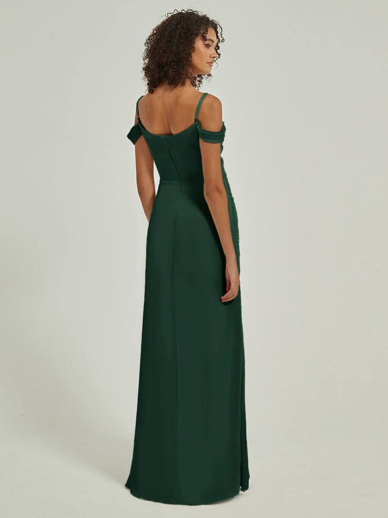 Emerald Green Convertible Pleated Satin bridesmaid dresses R1102 Cora NZ Bridal b