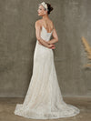 Diamond White Spaghetti Straps Mermaid Sweetheart Off Shoulder Wedding Dress with Chapel Train-Avery