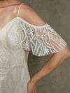 Convertible Diamond White Spaghetti Straps Mermaid Sweetheart Off Shoulder Wedding Dress with Chapel Train-Avery