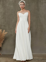 Diamond White Sheer Sweetheart Neckline Floor Length Wedding Dress Freya