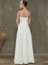 Diamond White Sheer Sweetheart Neckline Floor Length Wedding Dress-Freya