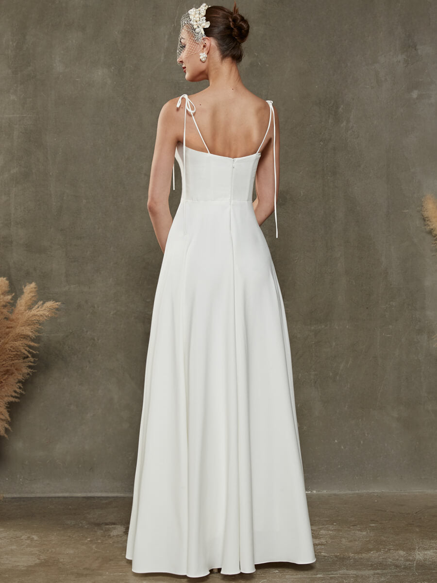 Diamond White Sheer Sweetheart Neckline Floor Length Wedding Dress Freya