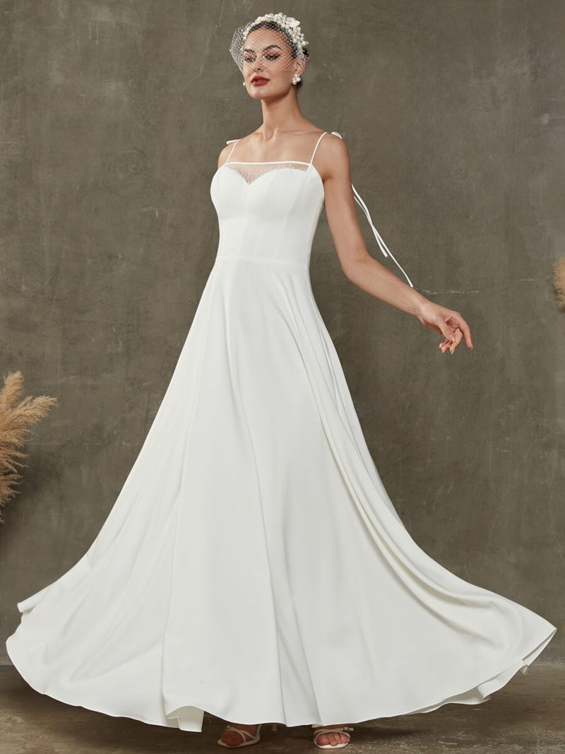  Freya Diamond White Sheer Sweetheart Neckline Floor Length Wedding Dress
