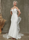 NZ Bridal Diamond White Mermaid Sweetheart Off Shoulder Wedding Dress with Detachable Train Lolly