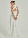 Multi Ways Wrap Convertible Slit Bridesmaid Dress Strapless Satin A-Line Gown-Winnie