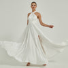 Multi Ways Wrap Convertible Slit Bridesmaid Dress Strapless Satin A Line Floor Length Gown Winnie