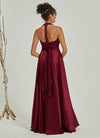 Multi Ways Wrap Convertible Slit Bridesmaid  Butterfly Sleeves & One Shoulder & Strapless & Off-shoulder & Straps & Halter Neck Satin A-Line Dress Floor Length Gown Winnie