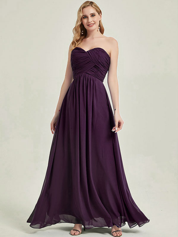 Pale Rose Strapless Sweetheart  Chiffon Maternity Maxi Bridesmaid Dress