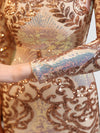 Long Sleeves Backless Champagne Gold Sequin Prom Dress 023JQ Madison NZ Bridal detail1