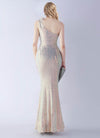 NZ Bridal Apricot Multi Feather One Shoulder Maxi Sequin Prom Dress 31359 Ruby b