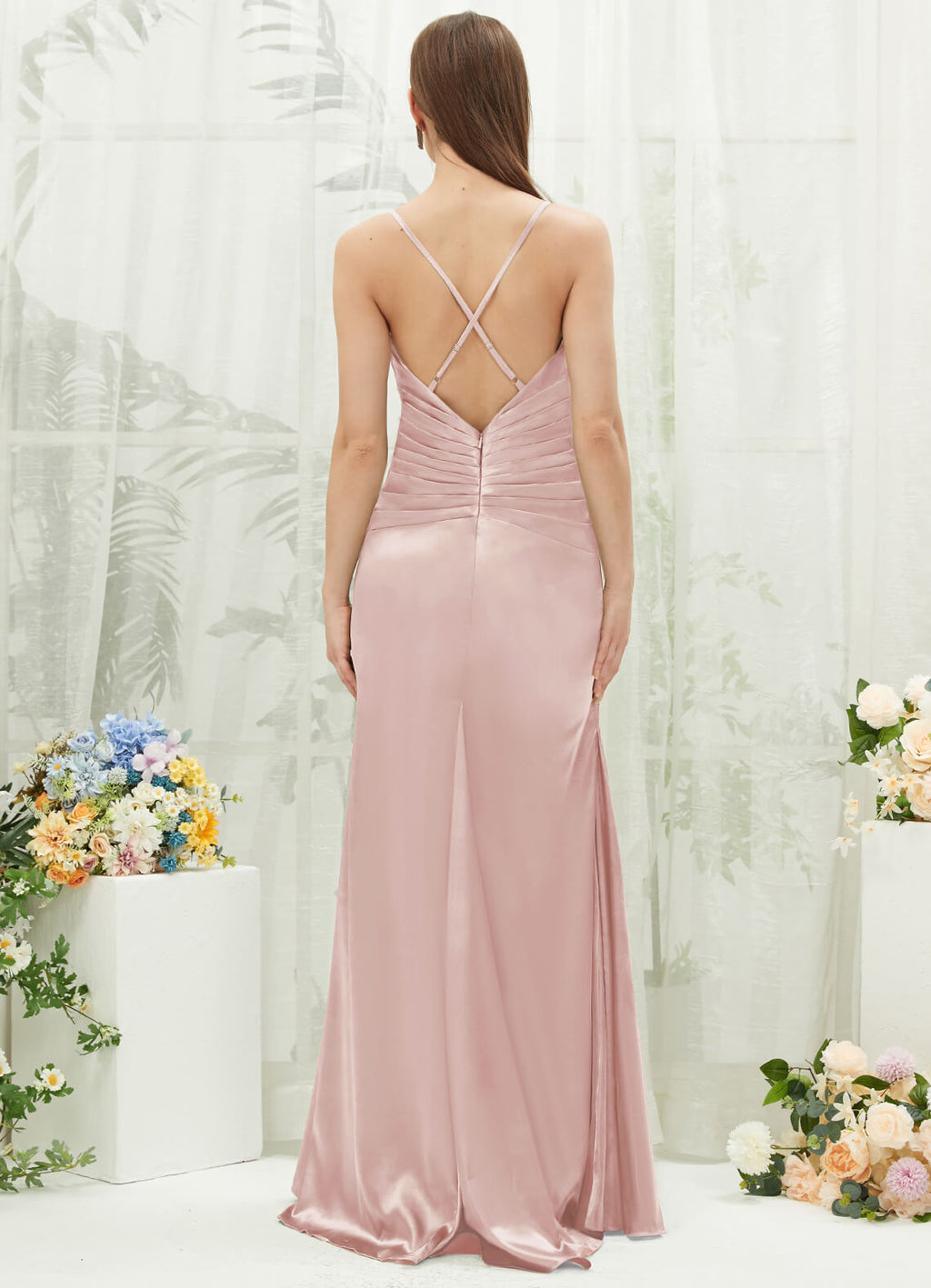 NZ Bridal Backless Maxi Satin Blush bridesmaid dresses CA221470 Rory a