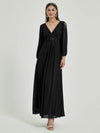 NZ Bridal Black Long Sleeves V Neck Chiffon bridesmaid dresses 00461ep Liv c