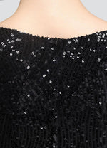 NZ Bridal Black Long Slit Sleeves Sequin Tulle Prom Dress 18576 Alora detail1