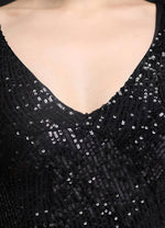 NZ Bridal Black Long Slit Sleeves Sequin Tulle Prom Dress 18576 Alora detail3