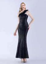 NZ Bridal Black One Shoulder Sequin Mermaid Prom Dress 31359 Ruby a