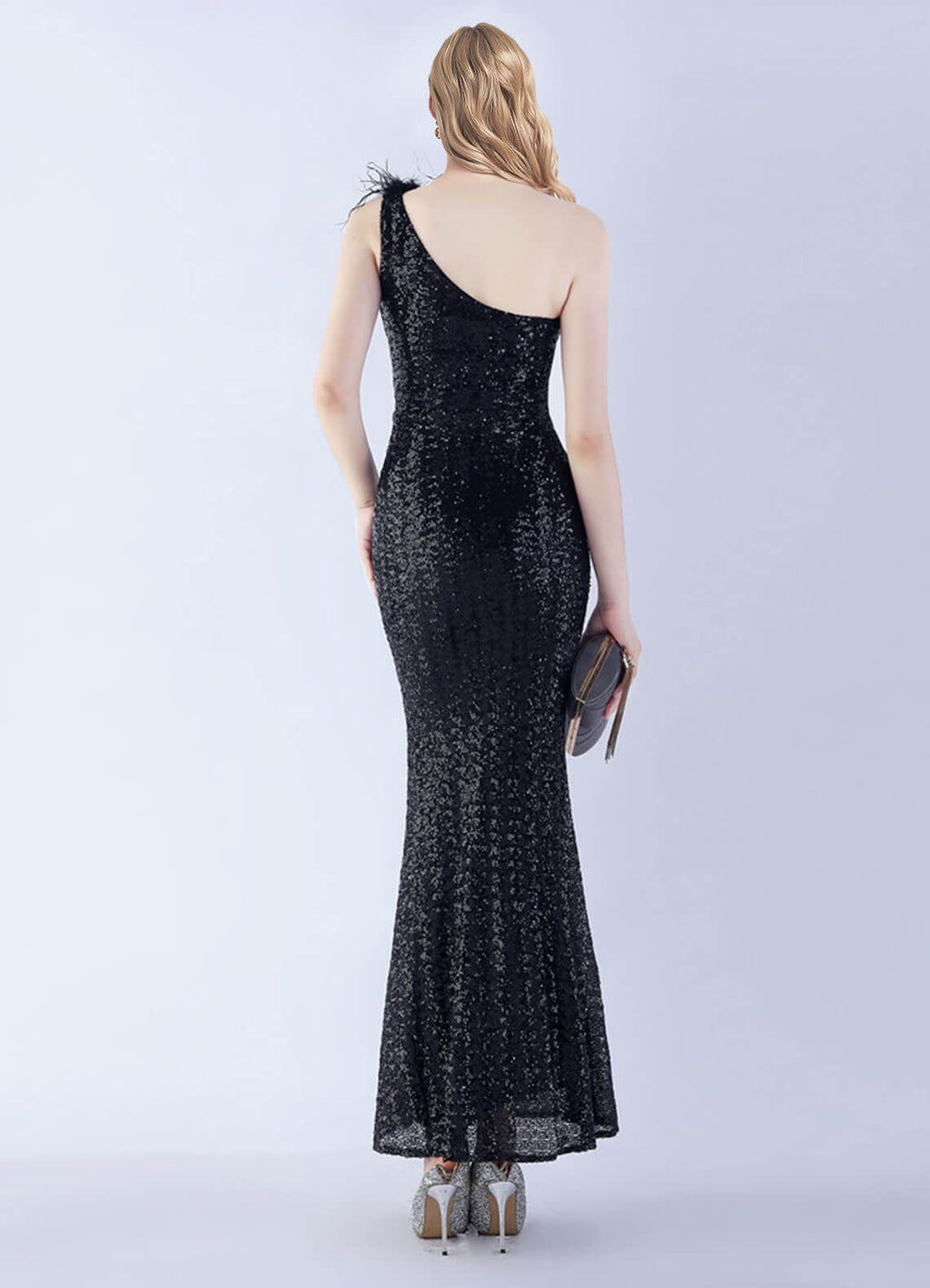NZ Bridal Black One Shoulder Sequin Mermaid Prom Dress 31359 Ruby a