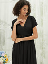 NZ Bridal Black Pleated V Neck Chiffon Floor Length bridesmaid dresses 0164aEE Mila d