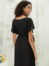 NZ Bridal Black Pleated V Neck Chiffon Floor Length bridesmaid dresses 0164aEE Mila detail1