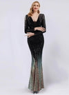 NZ Bridal Black Sequin Long Sleeve Mermaid Prom Dress 19037 Harper a