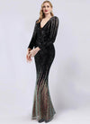 NZ Bridal Black Sequin Long Sleeve Mermaid Prom Dress 19037 Harper d