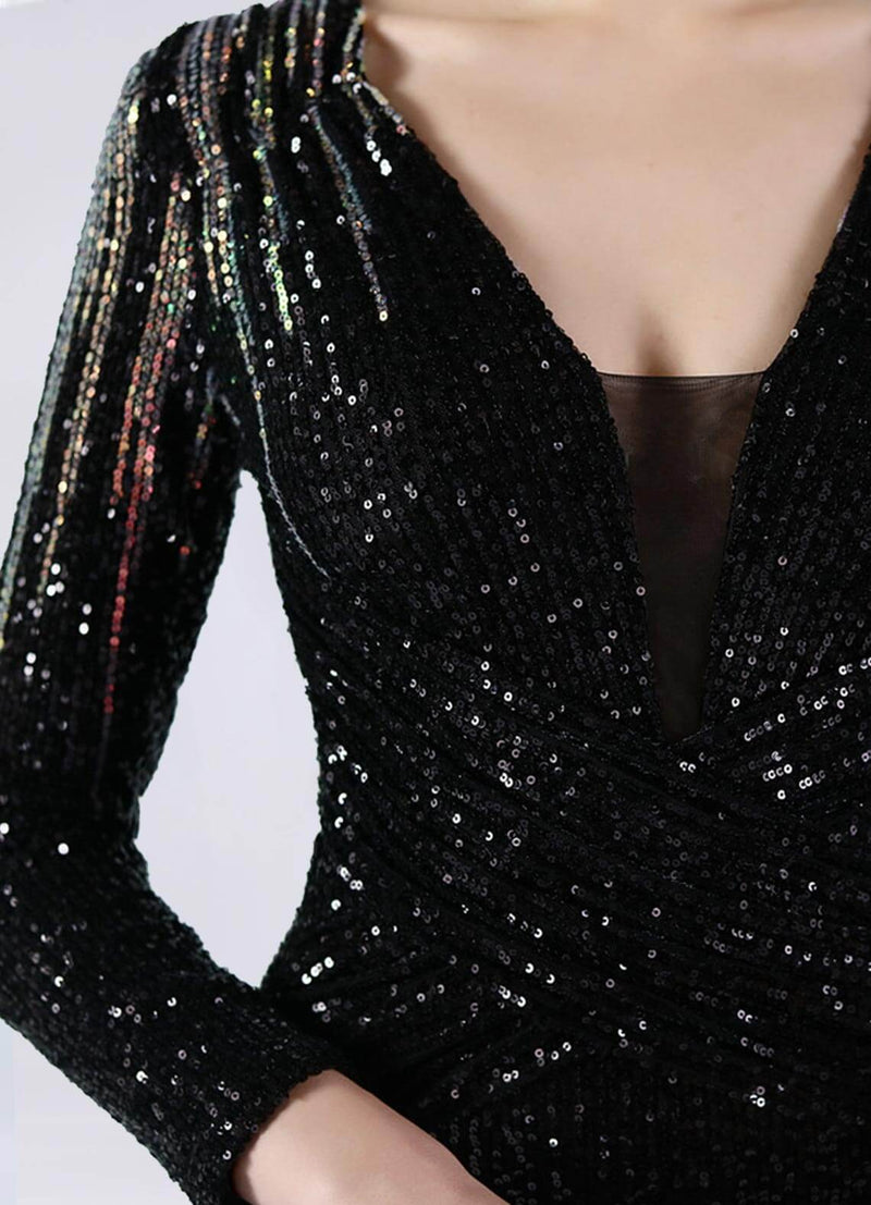 black sequin dress nz Black Sequin Prom Dresses