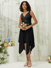NZ Bridal Black Sleeveless Chiffon Midi Length bridesmaid dresses 00207ep Evie a