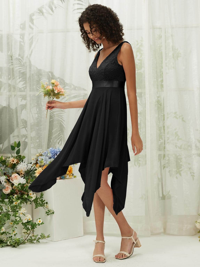 NZ Bridal Black Sleeveless Chiffon Midi Length bridesmaid dresses 00207ep Evie b