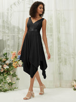 NZ Bridal Black Sleeveless Chiffon Midi Length bridesmaid dresses 00207ep Evie c