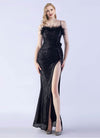 NZ Bridal Black Spaghetti Straps Sequin Maxi Prom Dress 31365 Sadie c