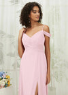 NZ Bridal Blush Convertible Chiffon Maxi Slit Bridesmaid Dress TC30219 Celia c