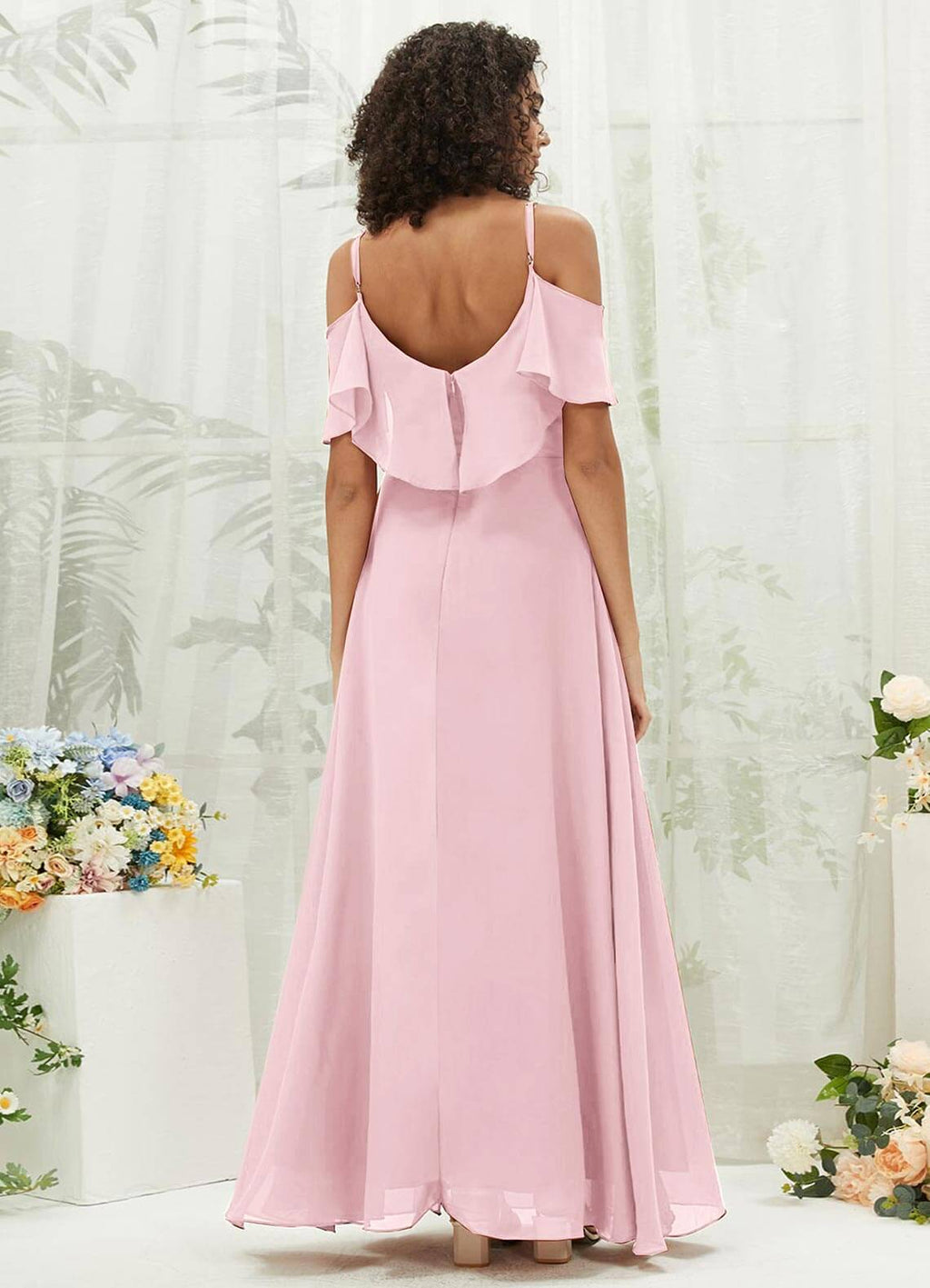 NZ Bridal Blush Flowy Chiffon Slit Bridesmaid Dress AM31003 Fiena a