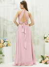 NZ Bridal Blush Halter Neck Chiffon Slit Bridesmaid Dress AZ31001 Evalleen b
