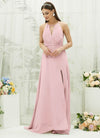 NZ Bridal Blush Halter Neck Chiffon Slit Bridesmaid Dress AZ31001 Evalleen c