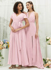 NZ Bridal Blush Halter Neck Chiffon Slit Bridesmaid Dress AZ31001 Evalleen g