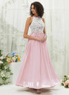 NZ Bridal Blush Lace Chiffon Maxi Bridesmaid Dress TC0426 Heidi c