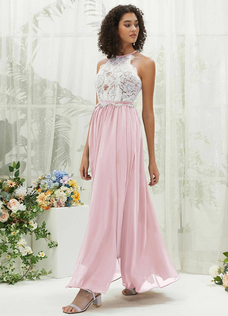 NZ Bridal Blush Lace Chiffon Maxi Bridesmaid Dress TC0426 Heidi d