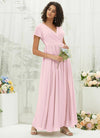 NZ Bridal Blush Short Sleeves Chiffon Maxi Bridesmaid Dress R0107 Harow d