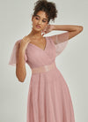 NZ Bridal Blush Tulle Empire Floor Length bridesmaid dresses 07960ep Lucy detail1