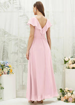 NZ Bridal Blush V Backless Chiffon Slit Bridesmaid Dress AZ31002 Jael b
