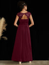 NZ Bridal Burgundy Cap Sleeves Boat Neck Chiffon Maxi bridesmaid dresses 09996ep Ryan b