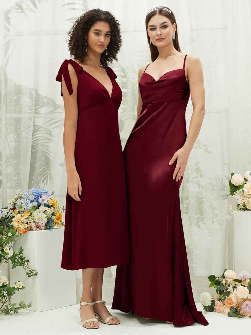 NZ Bridal Burgundy Maxi Satin bridesmaid dresses Sleeveless CA221470 Rory g1