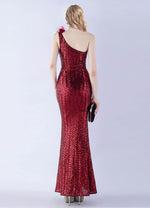 NZ Bridal Burgundy Sequin Feather Maxi Prom Dress 31359 Ruby b
