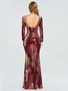 NZ Bridal Burgundy Sequin Prom Dress Long Sleeves 023JQ Madison b