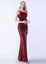 NZ Bridal Burgundy Sequin Spaghetti Straps Prom Dress 31365 Sadie c